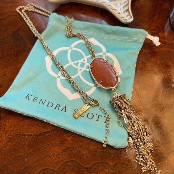 Kendra Scott Gold and Burnt Orange Rayne Pendant Necklace - Picture 8 of 14